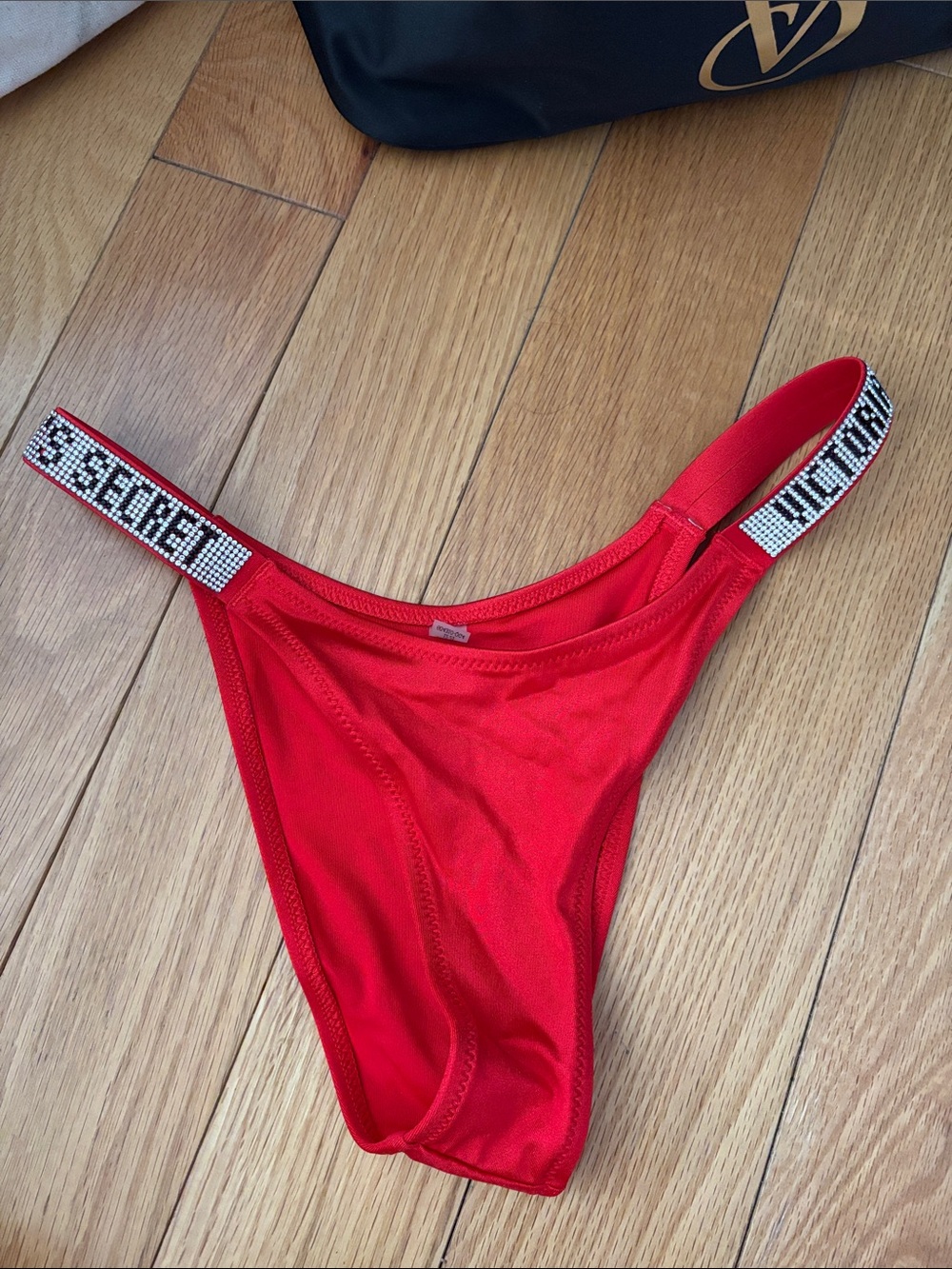 Victoria's Secret Red Rhinestone Logo Strap swim